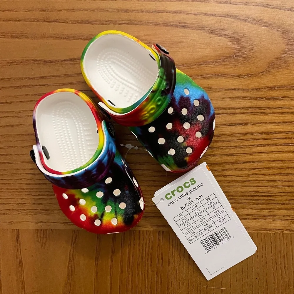NWT C2C3 Crocs INFANT Littles Tie Dye Graphic Clog Multicolor